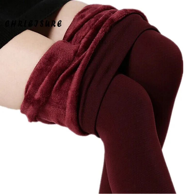 VenusFox 8 Colors Plus Size Winter Warm Velvet Knitted Leggings