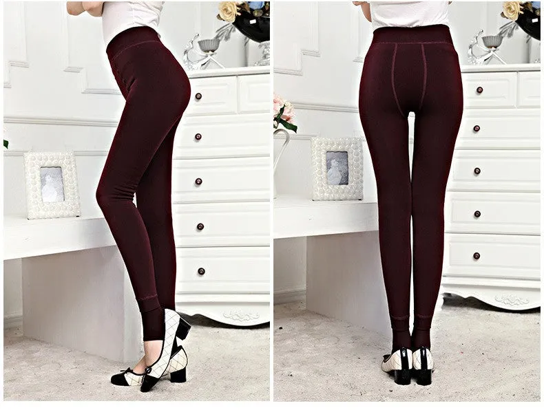 VenusFox 8 Colors Plus Size Winter Warm Velvet Knitted Leggings