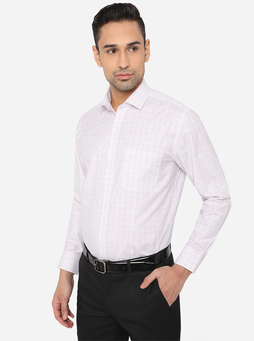 White & Brown Checked Regular Fit Formal Shirt | Greenfibre