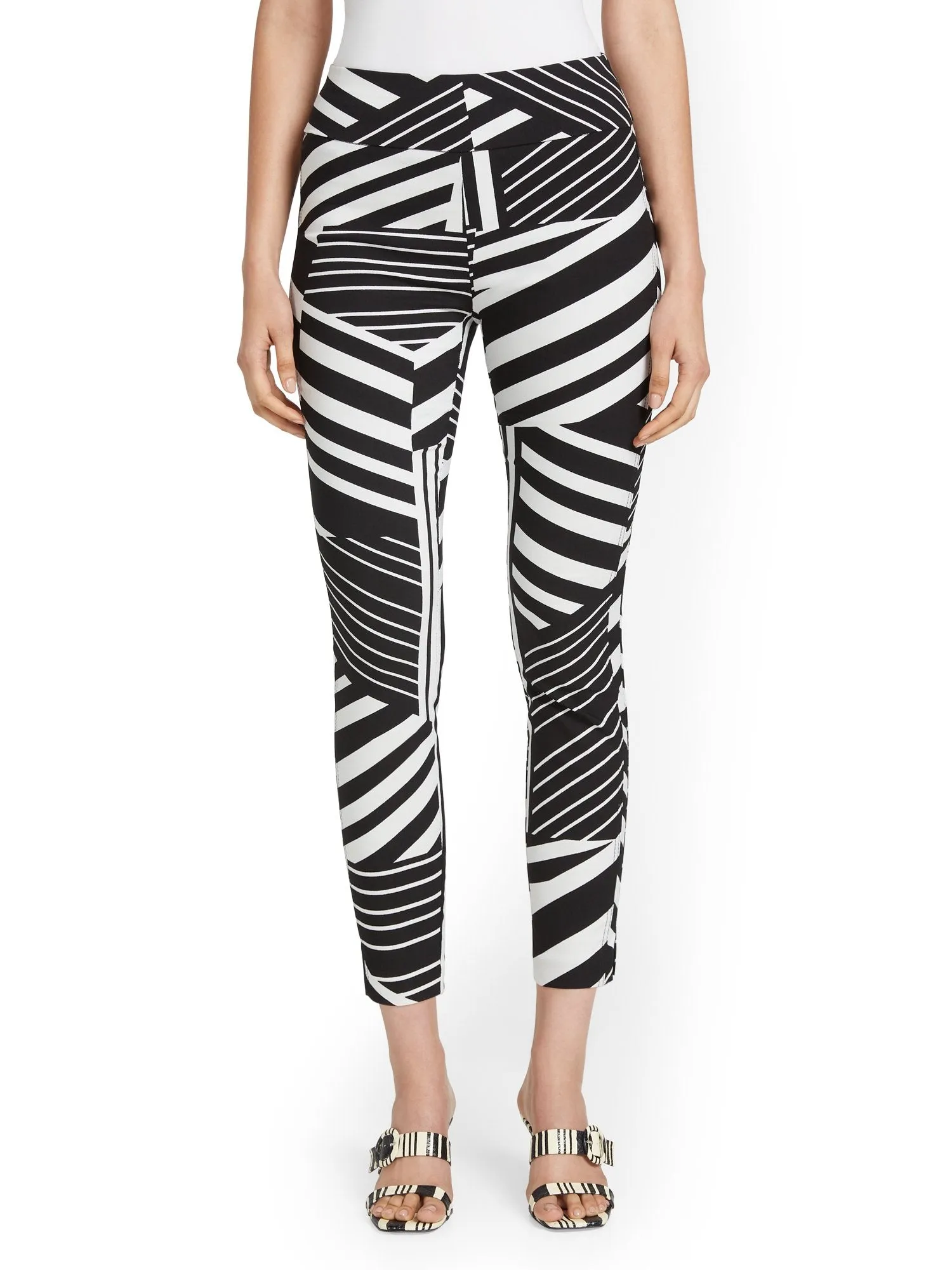 Whitney High-Waisted Pull-On Slim-Leg Ankle Pant - Abstract Print