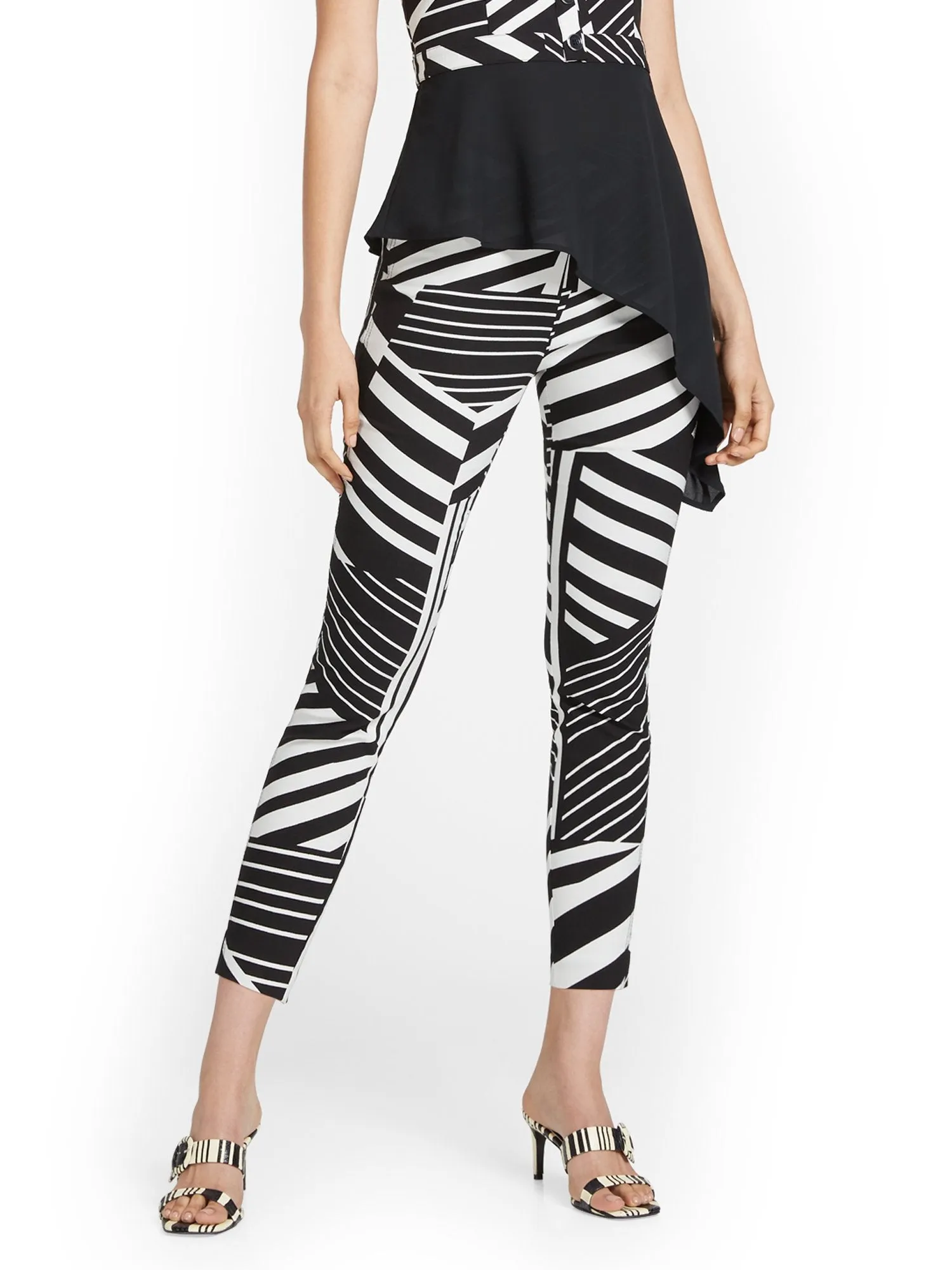 Whitney High-Waisted Pull-On Slim-Leg Ankle Pant - Abstract Print