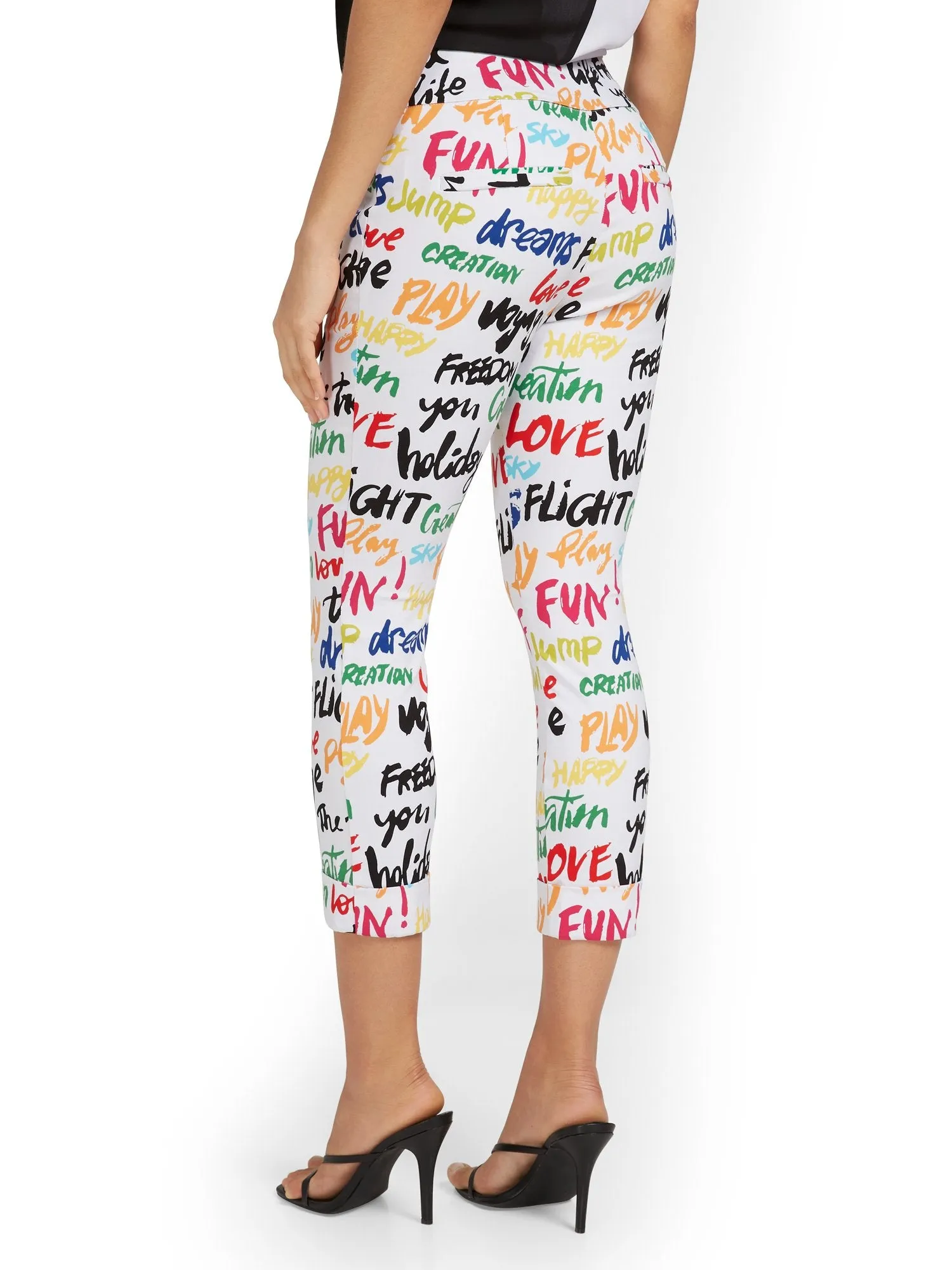 Whitney High-Waisted Pull-On Slim-Leg Capri Pant - Script-Print