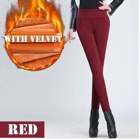 Women  Legging Solid Skinny Warm Trousers