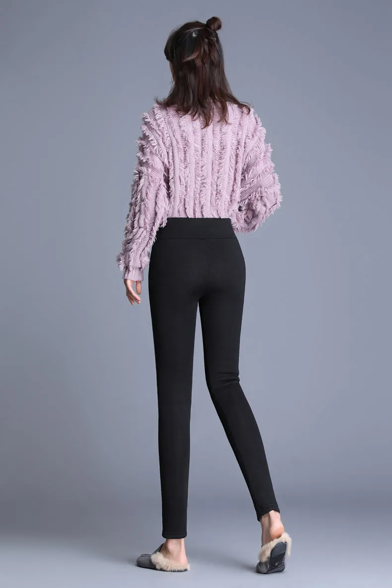 Women Velvet Warm Pants Hight Waist Leggings