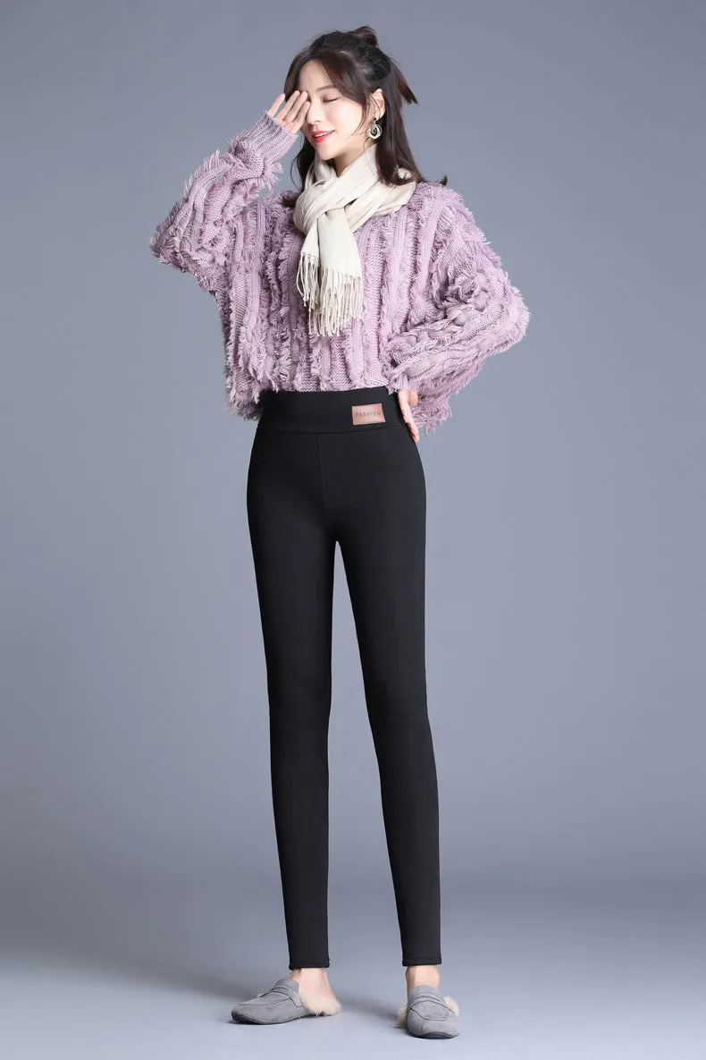 Women Velvet Warm Pants Hight Waist Leggings