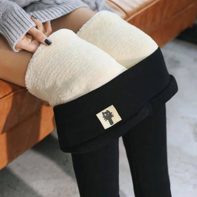 Women Velvet Warm Pants Hight Waist Leggings