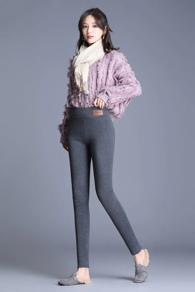 Women Velvet Warm Pants Hight Waist Leggings