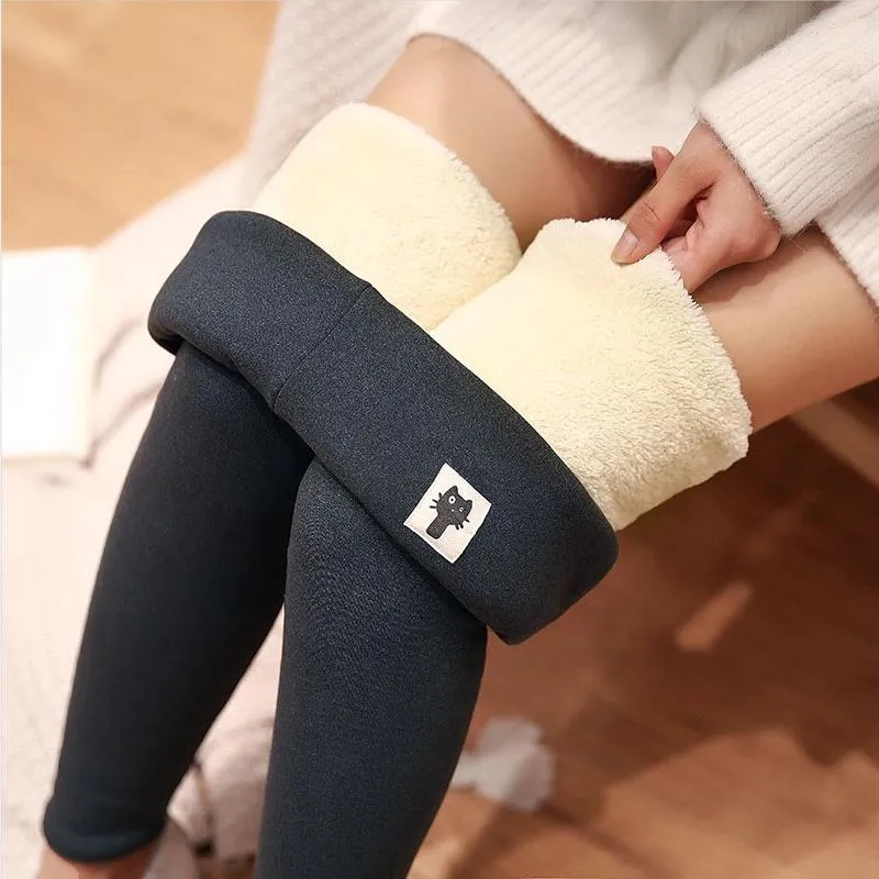 Women Velvet Warm Pants Hight Waist Leggings