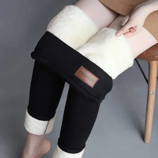 Women Velvet Warm Pants Hight Waist Leggings