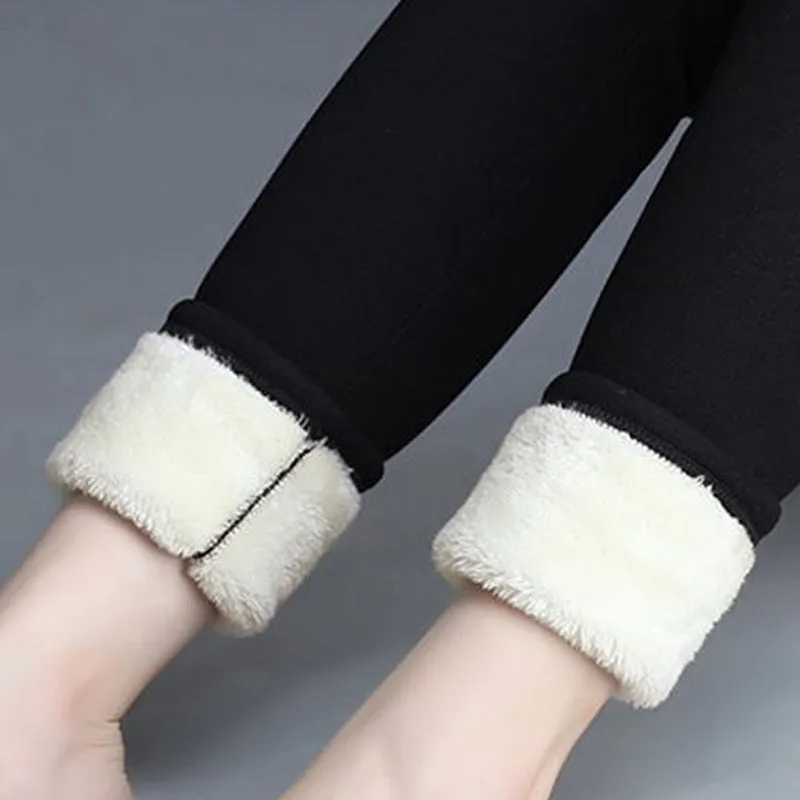 Women Velvet Warm Pants Hight Waist Leggings