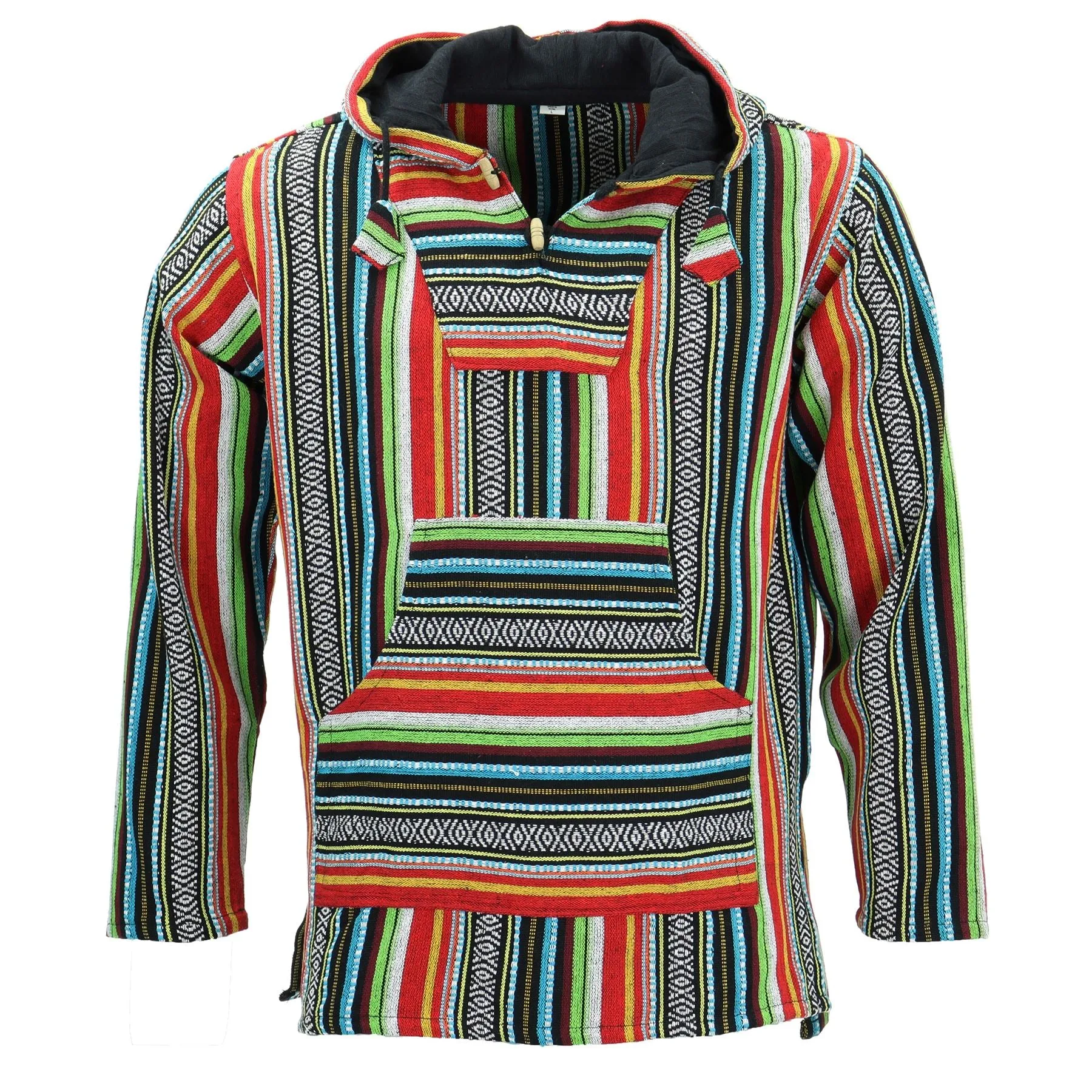 Woven Gheri Cotton Baja Hoodie - Mexican Diamond